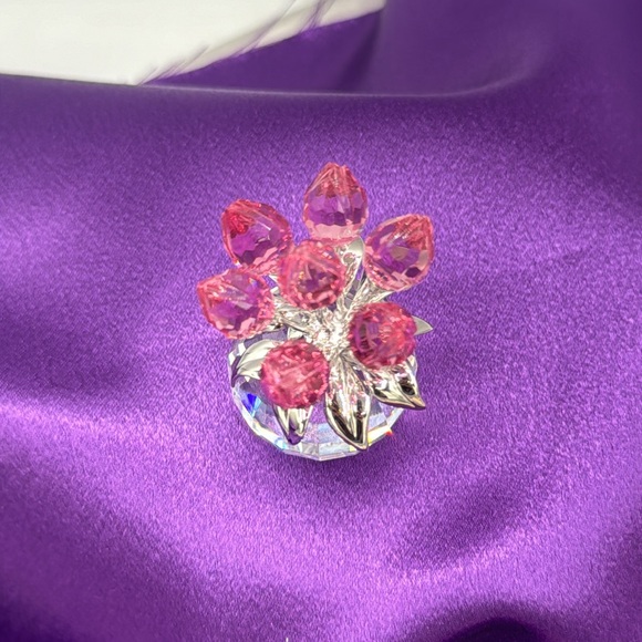 Swarovski Crystal Rose Tulip Pink Flower Figurine Vintage Collectible - 626874 - Picture 3 of 5